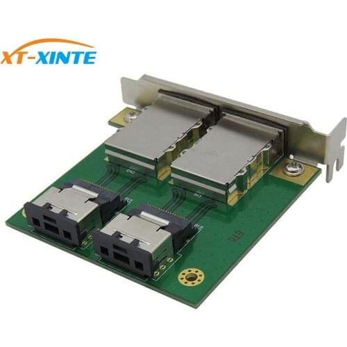 XT-XINTE Dual Mini SAS for Internal SFF-8087 SAS 36P to 2 Port External HD SAS26P SFF-8088 Front Panel PCI SAS Card Adapter