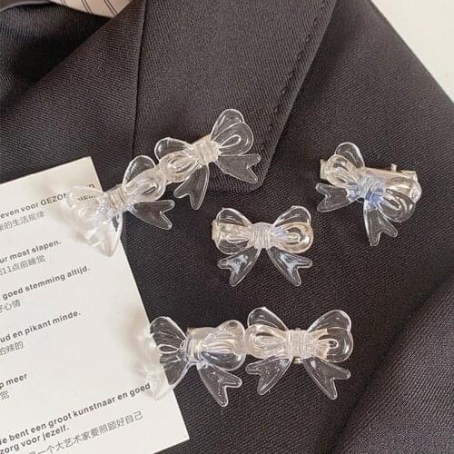 2021 Summer Small Transparent Bow Hair Claws Hairpin Cute Transparent Grabs Acrylic Hair Clip For Women Sweet Accessories