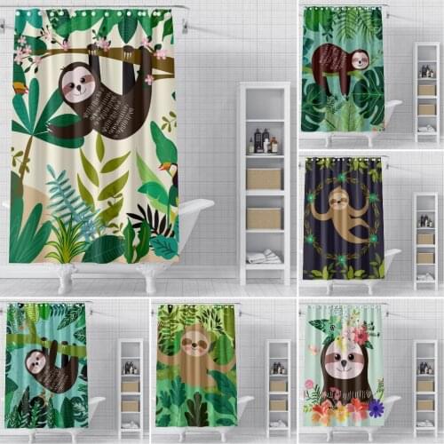 Sloth Pattern Bath curtain Waterproof Shower Curtains Polyester Cartoon Bath Screen Printed Curtain for Bathroom Home Decor