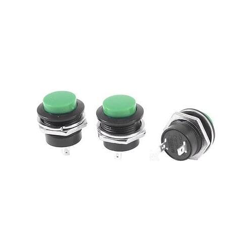 Green 2 Pin OFF(ON) 10mm Momentary Push Button Switch AC 6A/125V 3A/250V