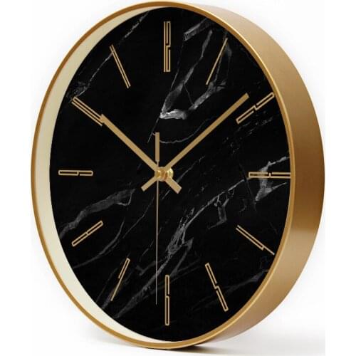 Gold Metal Wall Clock Modern Large Wall Watch Silent Living Room Bedroom Marble Clocks Clocks Wall Home Decor Kitchen Horloge