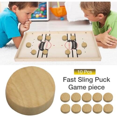 10PCS Fast Sling Puck Game Piece Wooden Hockey Game Pieces For Replacing Lost Or Worn Chess Pieces