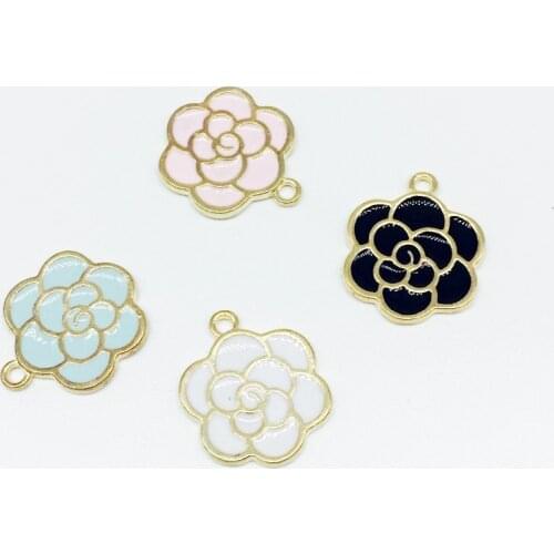 MRHUANG 10pcs/lot 17mm Flower Enamel Charms Pendant fit Bracelet DIY Craft Jewelry Accessories