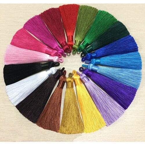 10pcs/lot 8cm Cotton Silk Tassel Trim Fringe With Hole Hanging For Earring Charm Pendant Women DIY Jewelry Textile Accessories
