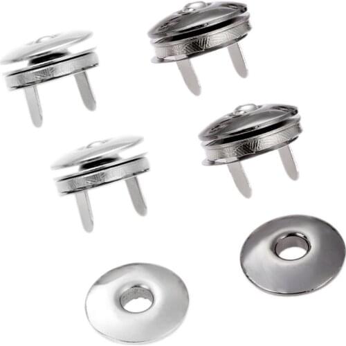 10Pcs Metal Magnetic Button Thin Magnet Snaps Bag Purse Clasp Metal Buttons Clothing Handbag Accessories 17mm Silver/Black