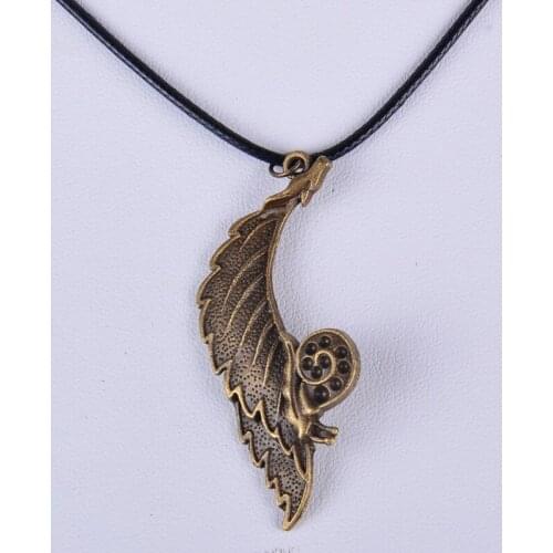 50*19MM Vintage bronze antique ancient snail leaf pendant necklace women wax cord rope necklace jewelry fashion alloy jewellery