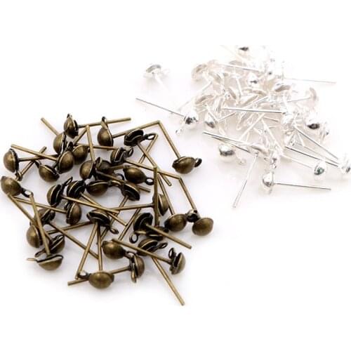4x12mm 100pcs/Lot Pin Findings Stud Earring Basic Pins Stoppers Connector For DIY Jewelry Making Accessories Supplies