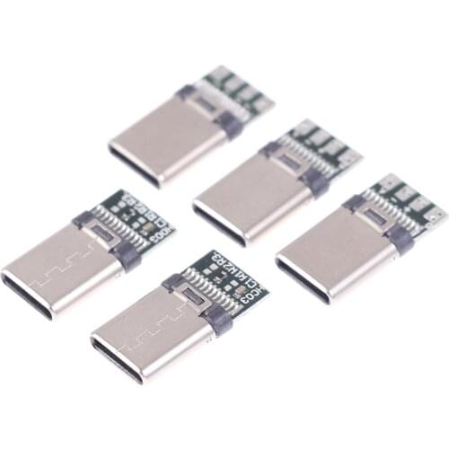 5/10Pcs USB 3.1 Type C Male DIY Solder Cable Plug Connector Socket PC Board
