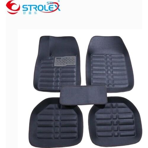 5pcs Car Foot Mat Black Full Encircling Automobile Mats PVC Silk Ring Universal Artificial Leather Foot Mat