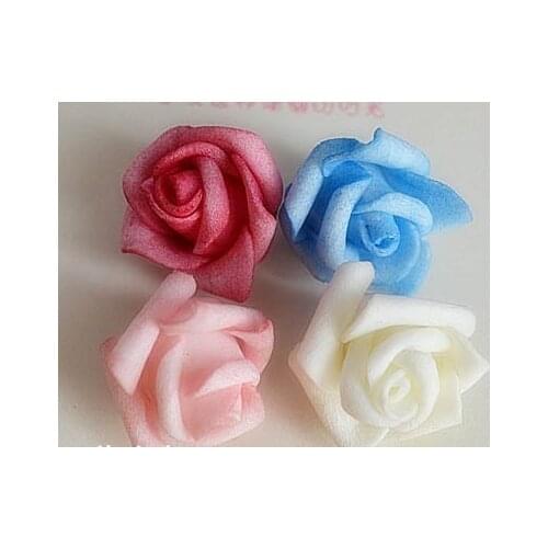 EMS Free Shipping!! Hot Sale! (700pcs/lot) 2cm Mini Artificial Foam Roses Head in White, Pink,Blue ,Hot Pink DIY Craft Wedding