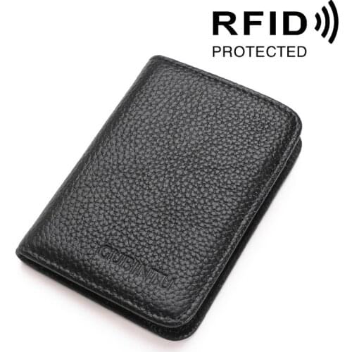 Fashion High Quality Men Women Durable Slim Simple Travel Lichee Leather Bank Business Id Card Wallet Holder Case With Coin Purs