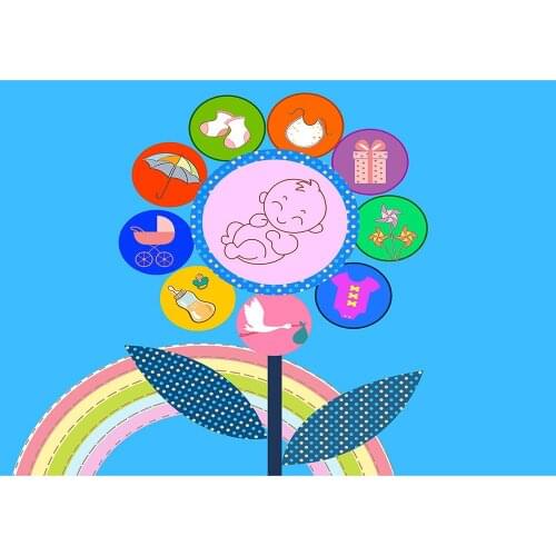 Flower Colours of the Rainbow Blue Photo Backgrounds Custom Backdrop for Children Baby Shower Boy Photocall Photography Props