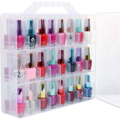 HOT-Nail Polish Organizer Holder,Portable Universal Clear Double Side Organizer and Thread Storage Case for 48 Bottles Adjustabl