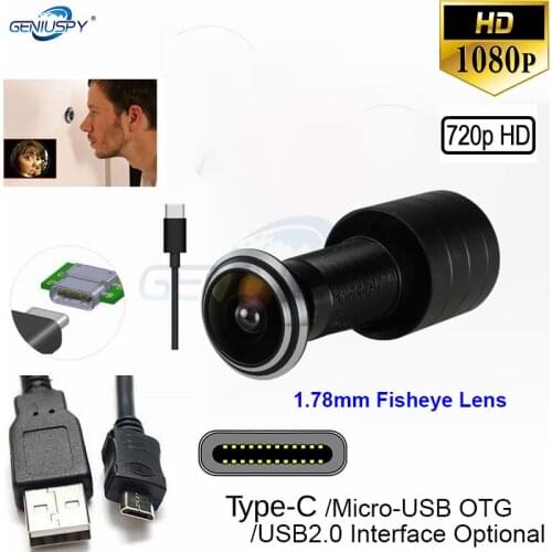 Door Cat Eye Surveillance Wide Angle Lens OTG Type C Micro USB Door Peephole Camera 1.78mm Mini Fisheye Security USB Camera