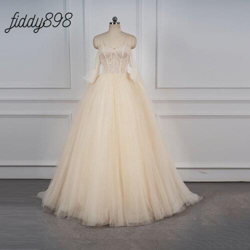 Boho Elegant Wedding Dresses 2020 Sweet Heart Beaded Spaghetti Strap Bride Latest Wedding Gowns vestido de noiva robe de mariee