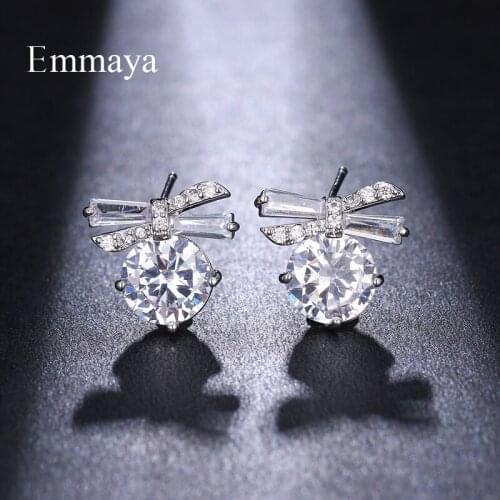 Emmaya Fashion Design For Women Delicate Earring Cubic Zircon With Different Side Of Knot Two Colors Choice Simplicity Ornament