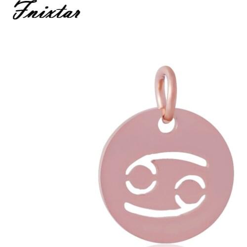 Fnixtar Twelve Constellations Steel Cancer Charm for DIY Jewelry Accessories Jewelry Making Gold Color Metal Charm 10pcs/lot
