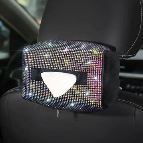 Tissue Holder in Car Paper Box Napkin Clip Sparkly Bling Auto Accessories Sun Visor Interior Storage Decoration