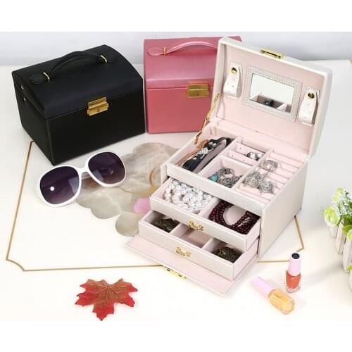 Jewelry Packaging Box Casket Box For Exquisite Makeup Case Jewelry Organizer Container Storage Boxes Birthday Gift