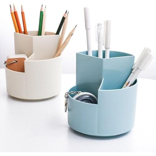 Multifunction Rotary Pen Holder Solid Color Simple Office Student Desk Storage Box Large Capacity Childrens Desk