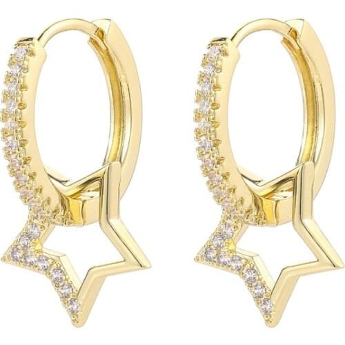 Fashion New Five-pointed Star Cross Ring Ear Clip Earrings Korean Style Factory Wholesale Jewelry