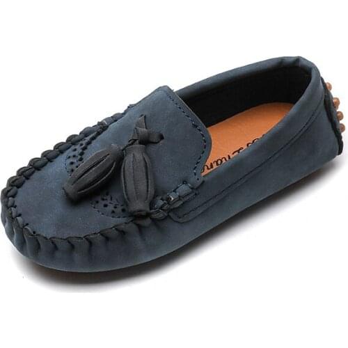 Childrens Colors Boys Casual Leather Shoes Kids Loafers Peas Shoes Toddler Slip-on Soft Bottom Boat Shoes Moccasin Of Baby 1-7y