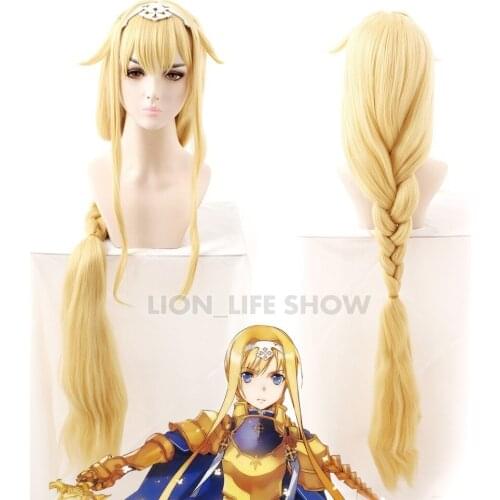 Sword Art Online Cosplay Wig Alice Synthesis Thirty Blonde Long Braids Adult Synthetic Hair + Free cap