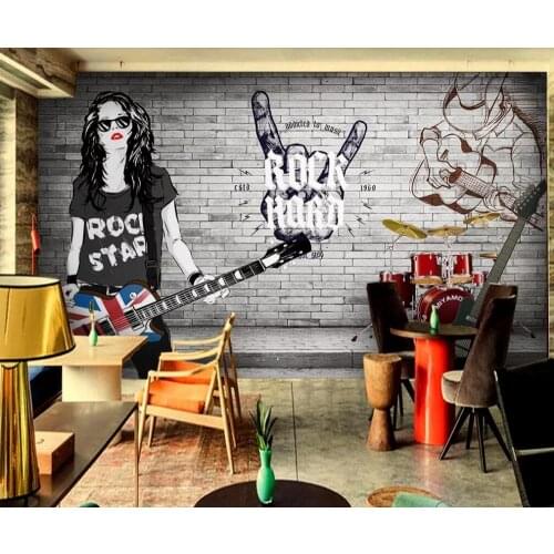 Custom 3D mural wallpaper rock grungy three-dimensional brick wall tooling wall background wall