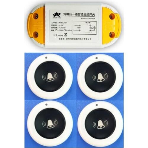 315/433mhz AC85~250V 110V 220V Relay 1CH Wireless Remote Control Switch Receiver Module and RF round Doorbell Remote Controls