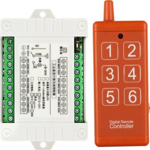 Universal DC12V 24V 6CH rf Remote Control Switch Wireless Relay Receiver Controller usb Rechargeable for Garage\ Door\ LED\ Bulb