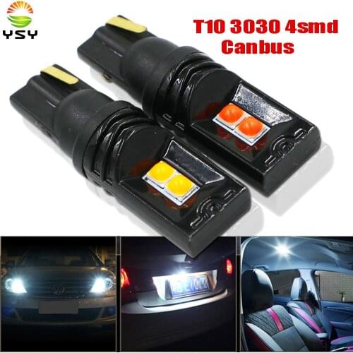 YSY 50X NEW T10 LED Canbus 3030-4SMD T10 W5W 194 168 Car Indicator Lamp Clearance Lights Universal 3W 12V w5w canbus led White