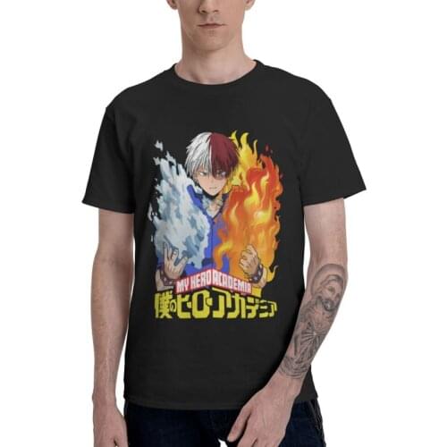 Shoto Todoroki My Hero Academia T-shirt Men Fashion T Shirts Short Sleeve MHA Anime Manga Tshirt 100% Cotton Tee Tops Clothing