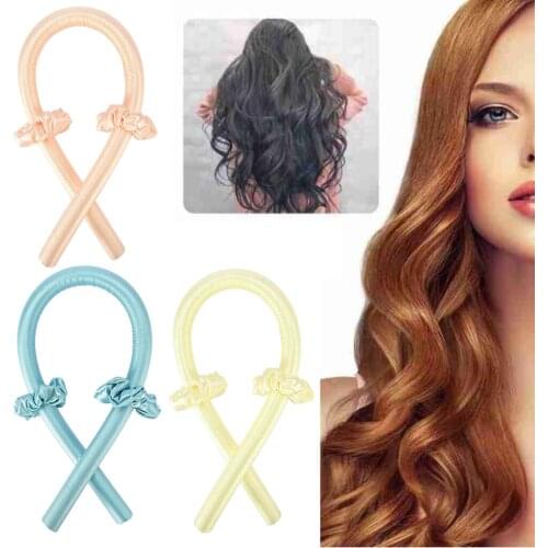 Women Sleeping Heatless Curling Rod Headband No Heat Curls Curler DIY
