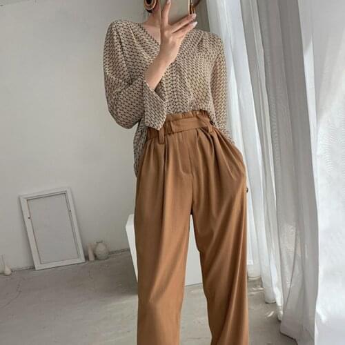 Original Ladies Shirt Summer Retro Temperament Wild Shirt Split Long Sleeve Printed Chiffon Shirt 2020