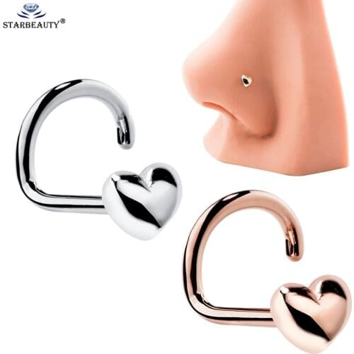 1PC Unique Small Heart Shape nose studs Nose Clip Noseclip Fake Nose Ring Faux Piercing Fake Septum Body Jewelry