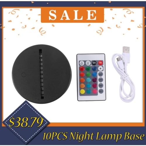 10PCS USB Cable Touch 3D LED Light Holder Lamp Base Night Light Replacement 7 Color Colorful Light Bases Table Decor Holder