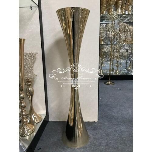 100cm Tall Big Floor Vases Decorative Gold Metal Trumpet Table Centerpiece Wedding Aisle Decorations