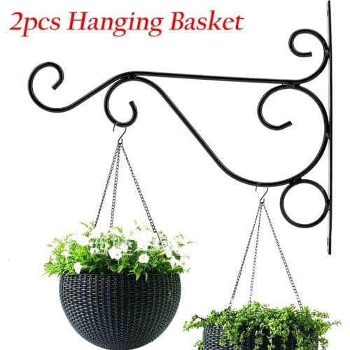 2Pcs Wall Hanging Basket Bracket Iron Hanging Plants Bracket Decorative Wall Planter Hanger Hooks Plant Bracket with Screws