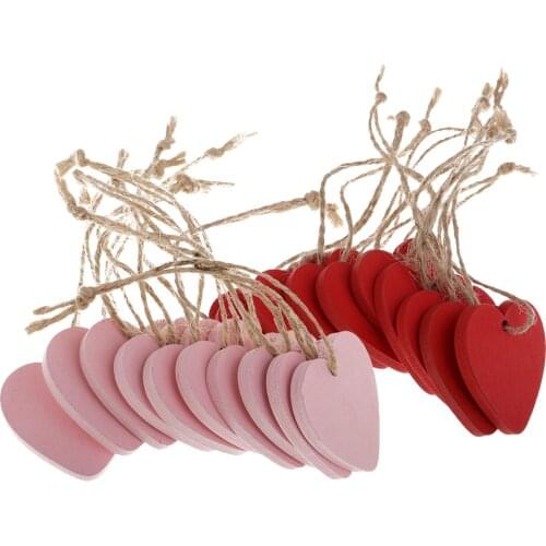 20 Pieces Wood Love Heart Slices Blank Name Badges Wood Labels