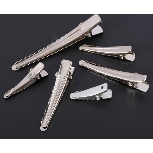30Pcs Metal Single Prong Alligator Clips 25/30/35/50/60mm Hair Clip Blank Settings For DIY Jewelry Making Hair Clips Accessories