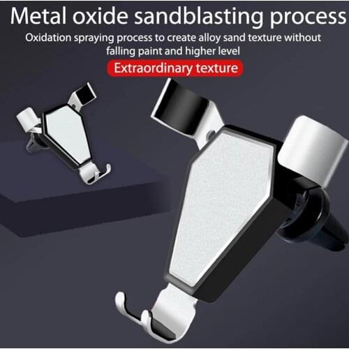 Car Air Vent Alloy Gravity Clip Mount No Magnetic Holder Anti-Skid Automatic Clamping Adjustable Rugged Stable Car Phone Holder