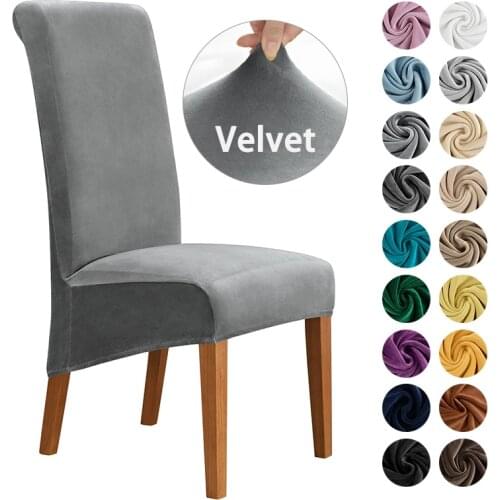 24 Solid Colors Velvet Fabric XL Size Chair Cover Stretch High Back Slipcovers Big Elastic For Christmas Bar Hotel Banquet Home