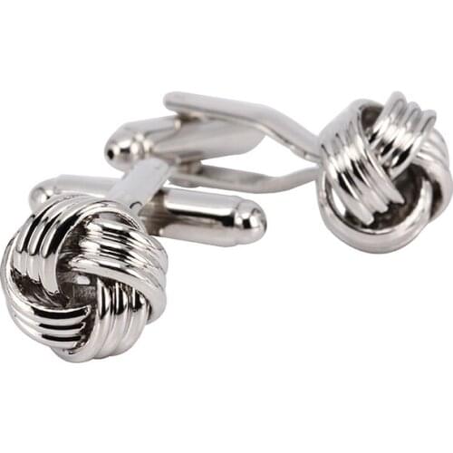 Free shipping Metal Knot Cufflinks silver color knot design hotsale steel material cufflinks whoelsale&retail