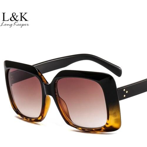 Oversized Square Sunglasses Women Men Fashion Retro Big Frame Sun Glasses 2020 Luxury Brand Ladies Leopard Black Eyewear Oculos