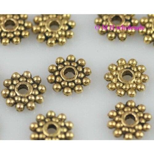 OMH wholesale Free ship golden Silver daisy spacer beads Jewelry metal beads 8.5x2mm ZL507