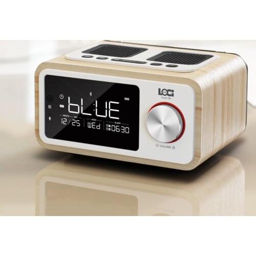 Retro Wooden Wireless Bluetooth Speaker Small Portable 6W Home LED Screen FM Radio Alarm Clock Stereo Loudspeaker Bass Subwoofer