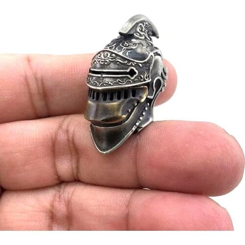 DIY Tools EDC White Brass Roman Knight Helmet Skull Pendant Knife Beads Lanyard Jewelry Accessories