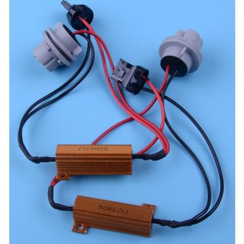 DWCX 2pcs Universal 7440 T20 6ohm Load Resistor Wiring Harness LED Bulb Anti Flicker Decoder Warning Canceller 12V 50W