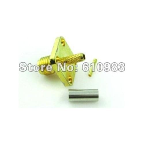 SMA Female Jack 4 Hole Panel Mount Flange Connector Crimp for RG174 RG316