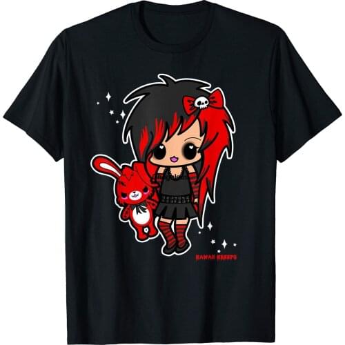 Kawaii Emo Chibi EGirl Scene Kid Goth Gothic Creepy Bunny T-Shirt